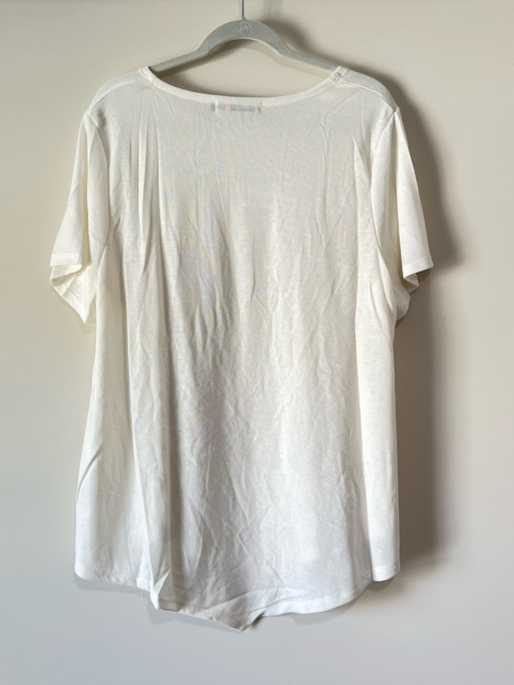 Origami Ivory Cotton Crewneck Short Sleeve Tee - White - Picture 4 of 5
